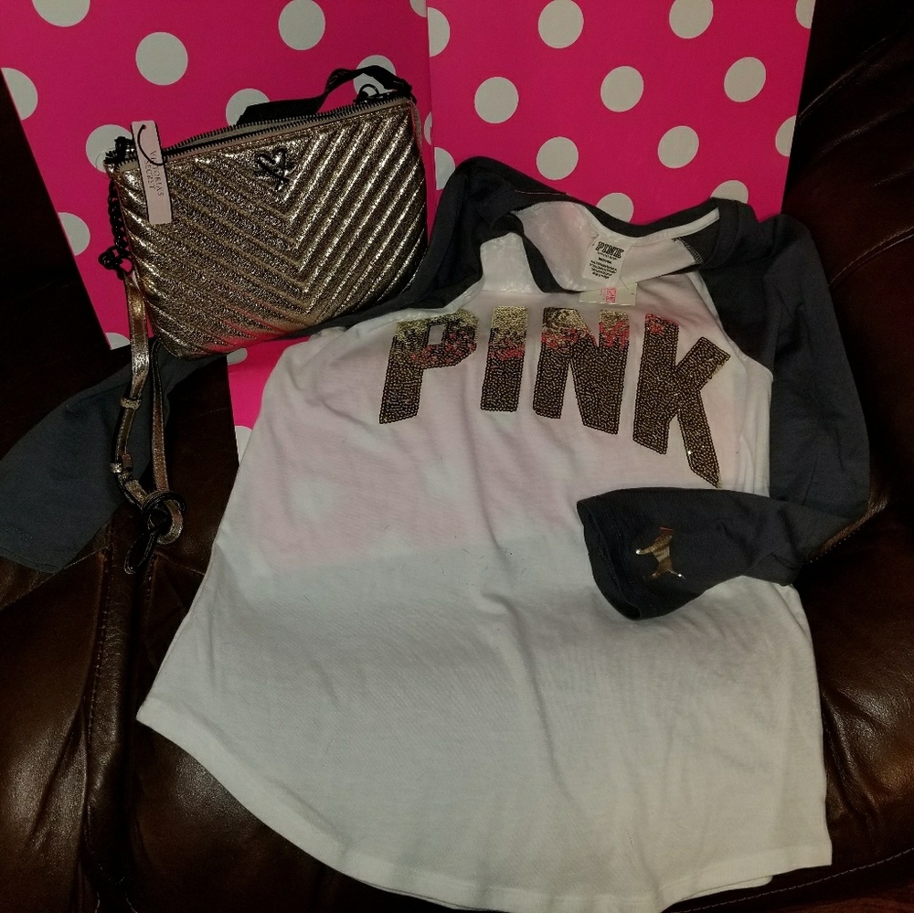 😎SOLD😎NWT Victoria's Secret PINK BLING T BUNDLE